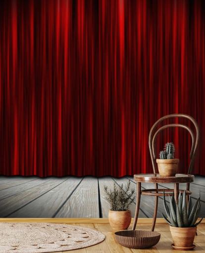 Teatteri vaiheessa punaiset verhot valokeilassa Theatre Stage Wallpaper 