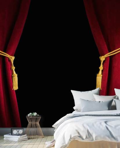 Rood fluwelen gordijn met kwastje Red Velvet Wallpaper 