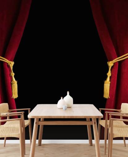 Rideau en velours rouge avec pompon Red Velvet Wallpaper 