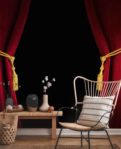 Red Velvet Curtain with Tassel Red Velvet Wallpaper 