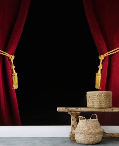 Rideau en velours rouge avec pompon Red Velvet Wallpaper 