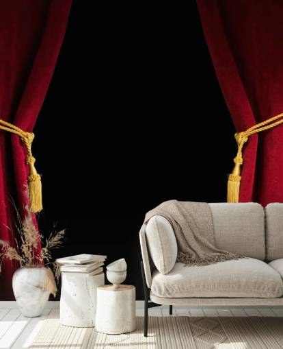 Red Velvet Curtain with Tassel Red Velvet Wallpaper 