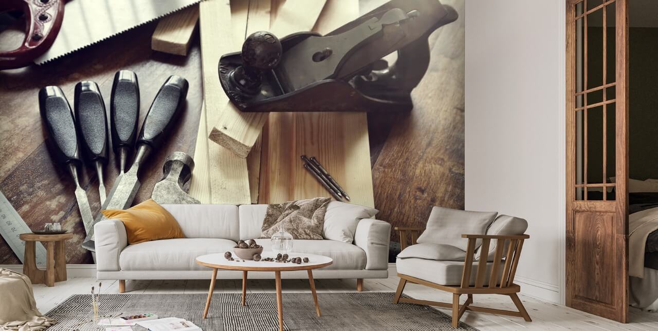 Woodwork Tools Wallpaper Mural | Wallsauce UK