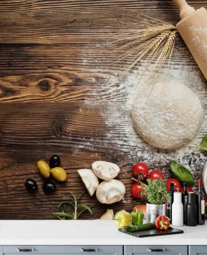 Brød Deig Tomater og kjevle Veggmaleri