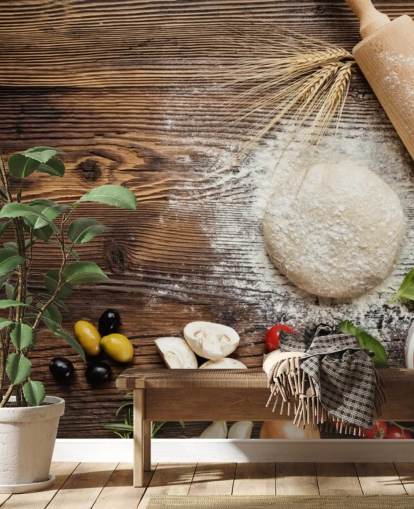 Bread Dough Tomatoes and Rolling Pin Wall Mural