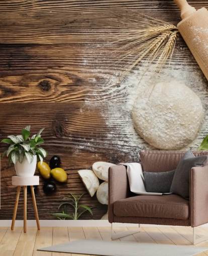 Bread Dough Tomatoes and Rolling Pin Wall Mural