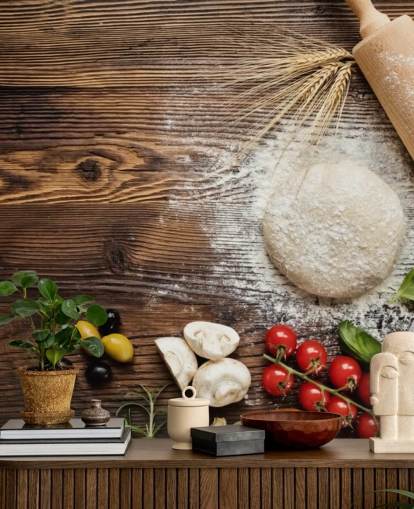 Bread Dough Tomatoes and Rolling Pin Wall Mural