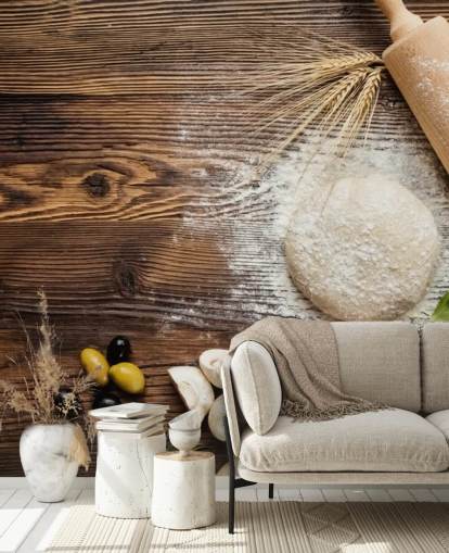 Bread Dough Tomatoes and Rolling Pin Wall Mural