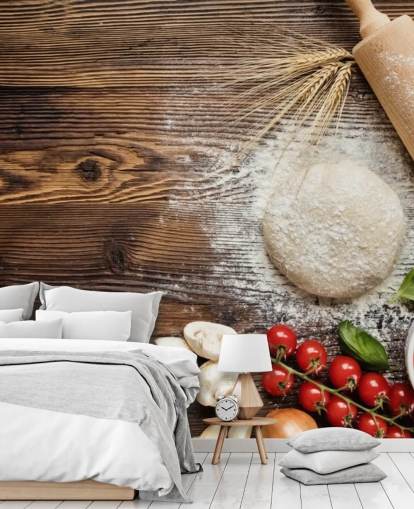 Bread Dough Tomatoes and Rolling Pin Wall Mural