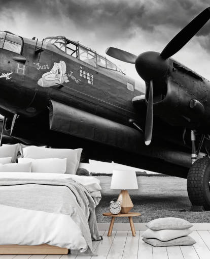 papier peint mural noir et blanc de la RAF appelé Avro Lancaster and Crew pour les bureaux, les salons et les entreprises papier peint mural noir et blanc de la RAF appelé Avro Lancaster and Crew pour les bureaux, les salons et les entreprises