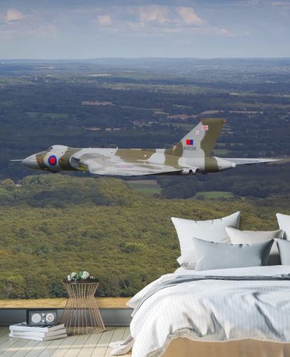Avro Vulcan bombplan över landsbygden väggmålning Avro Vulcan bombplan över landsbygden väggmålning