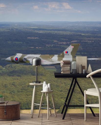 Avro Vulcan Bomber yli maaseudun seinämaalaus Avro Vulcan Bomber yli maaseudun seinämaalaus