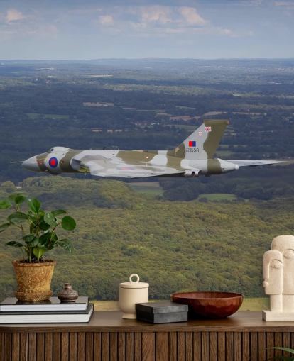 Avro Vulcan Bomber über Landschaft Fototapete
