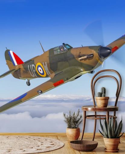 Papier peint avion ouragan au-dessus des nuages