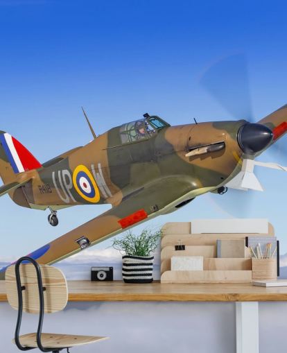 Hurricane Flugzeug über Wolken Wallpaper