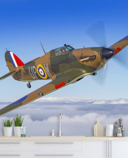 Hurricane Flugzeug über Wolken Wallpaper