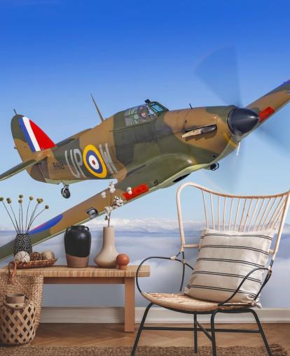 Hurricane Flugzeug über Wolken Wallpaper