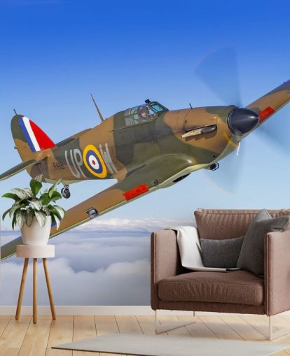 Papier peint avion ouragan au-dessus des nuages