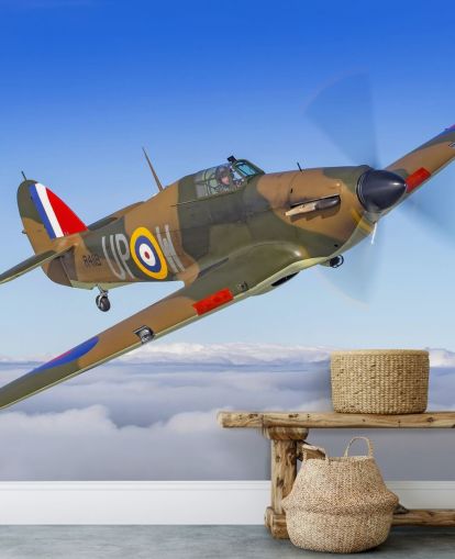 Hurricane Flugzeug über Wolken Wallpaper