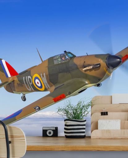 Papier peint avion ouragan au-dessus des nuages