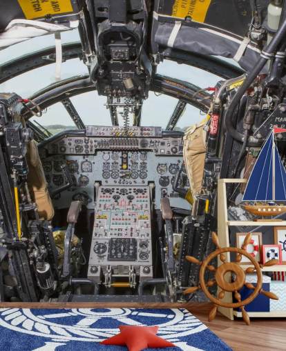 Kalla kriget bombplan Cockpit väggmålning