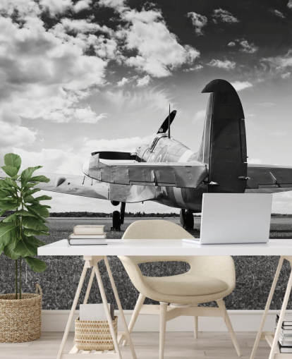 Black and White Rier of Plane Wallpaper