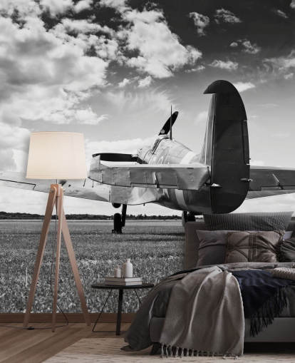 Schwarzweiss-Fluss des Flugzeugs Wallpaper