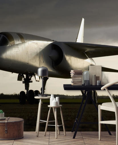 Papel pintado de avión en el piso