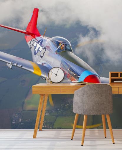 Fond d'écran avion volant au-dessus des champs