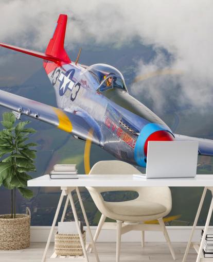 Flying Airplane over Fields Wallpaper