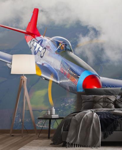 Fond d'écran avion volant au-dessus des champs