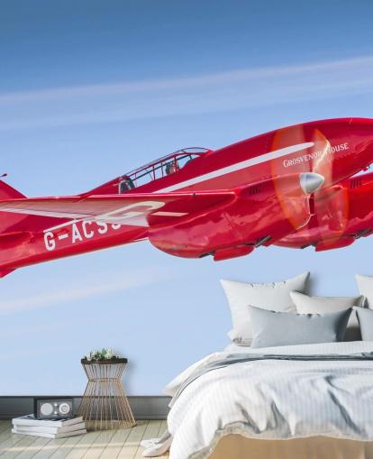 Papel pintado de avión rojo Papel pintado de avión rojo