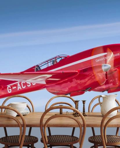 Papel pintado de avión rojo