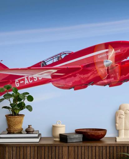 Papel pintado de avión rojo