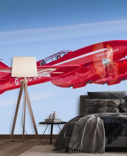 Rote Flugzeug-Tapete