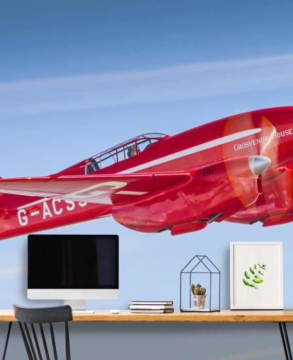 Rote Flugzeug-Tapete