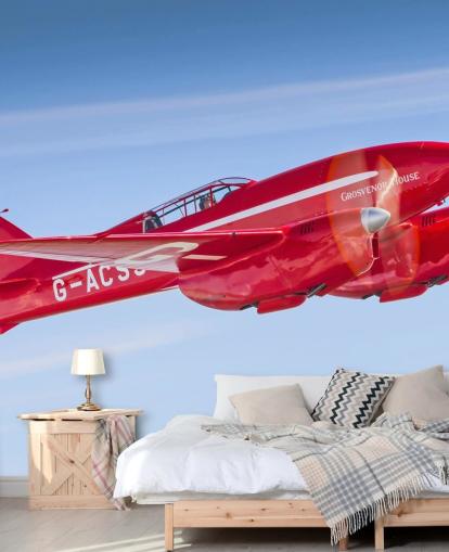 Papel pintado de avión rojo