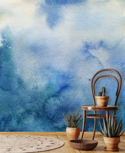 Papier Peint Aquarelle Blanc et Blanc