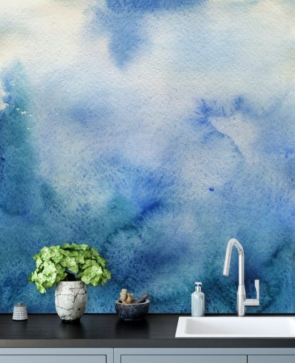 Wit en wit aquarel behang