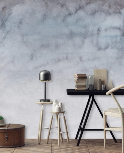 Papel pintado acuarela gris claro y blanco
