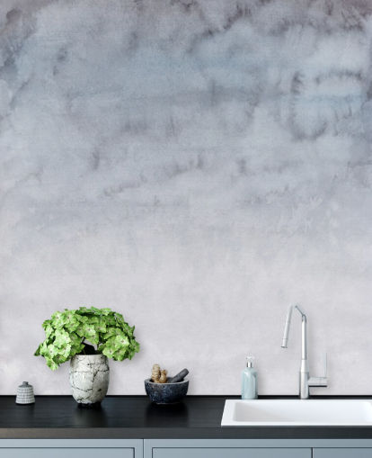 Papel pintado acuarela gris claro y blanco