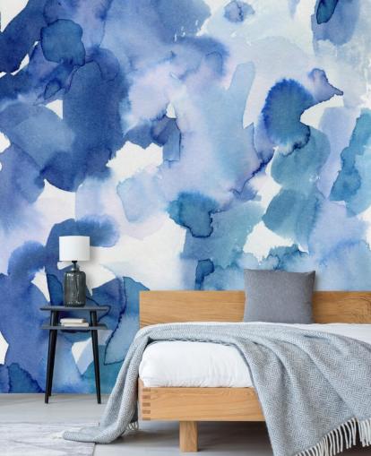 Blue and White Dots Watercolor Wallpaper