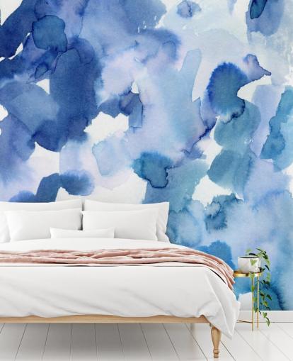 Blue and White Dots Watercolor Wallpaper