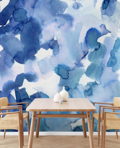 Blue and White Dots Watercolor Wallpaper