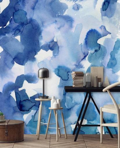 Blue and White Dots Watercolor Wallpaper