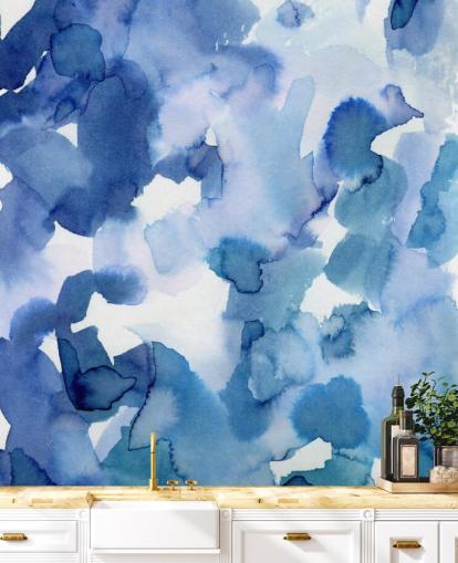 Blue and White Dots Watercolor Wallpaper Blue and White Dots Watercolor Wallpaper