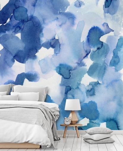 Blue and White Dots Watercolor Wallpaper
