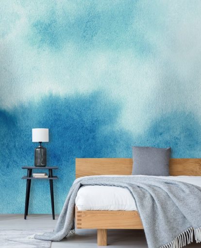 Blue and White Skies Watercolor Wallpaper