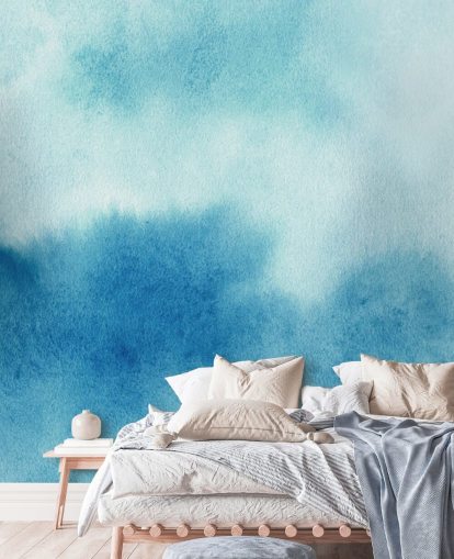 Papel de parede de aquarela de céu azul e branco