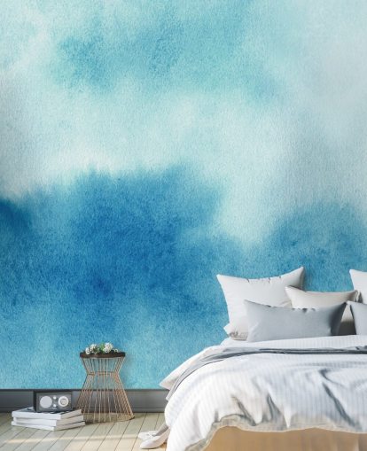 Blue and White Skies Watercolor Wallpaper